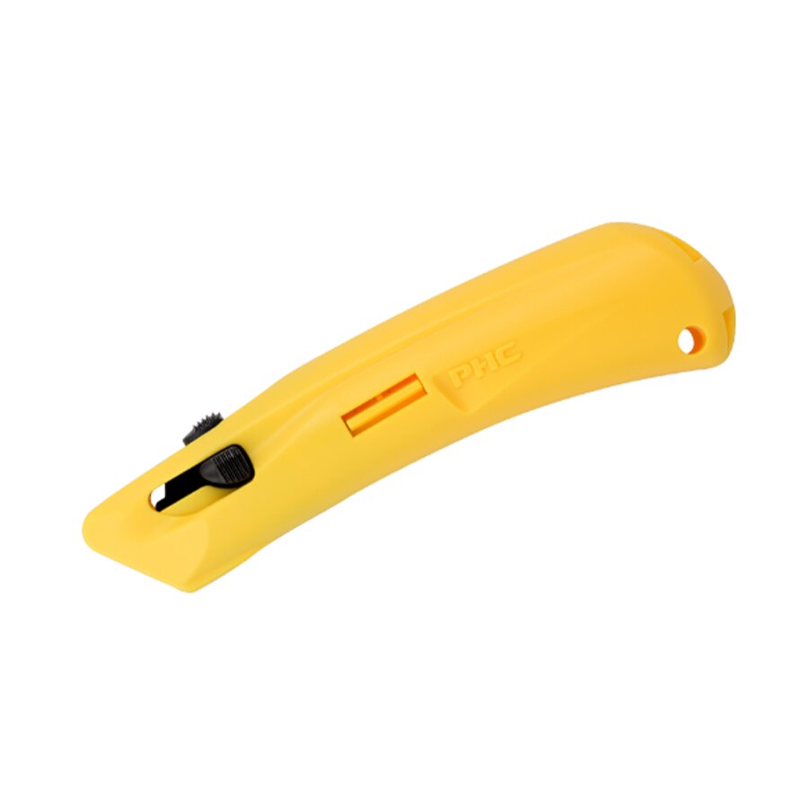Žlutý plastový bezpečnostní samozatahovací nůž 3-tlačítkový EZ3