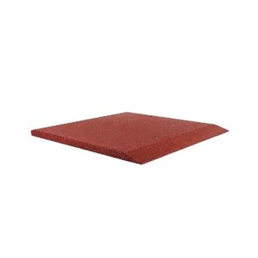 Červená gumová krajová dopadová dlaždice (V50/R00) FLOMA - délka 50 cm, šířka 50 cm a výška 5 cm 