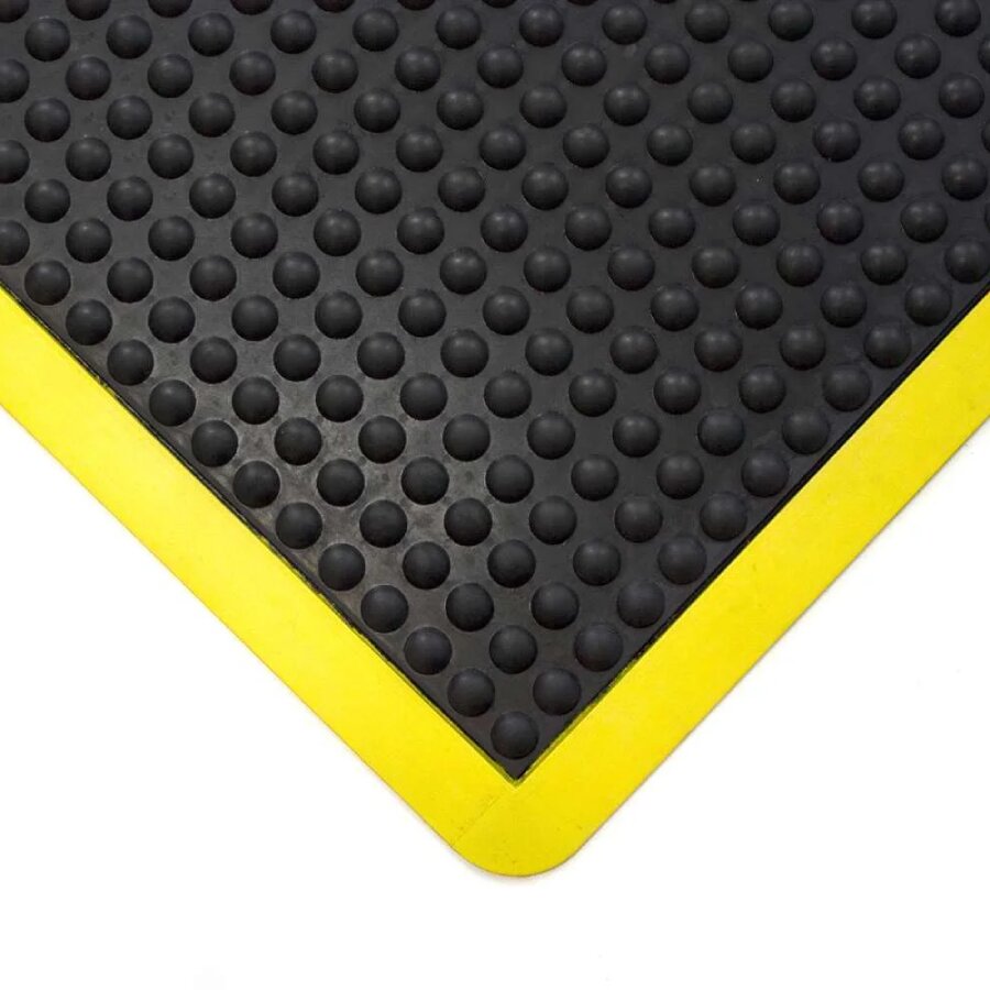 Černo-žlutá gumová protiúnavová rohož Bubble - 90 x 60 x 1,4 cm