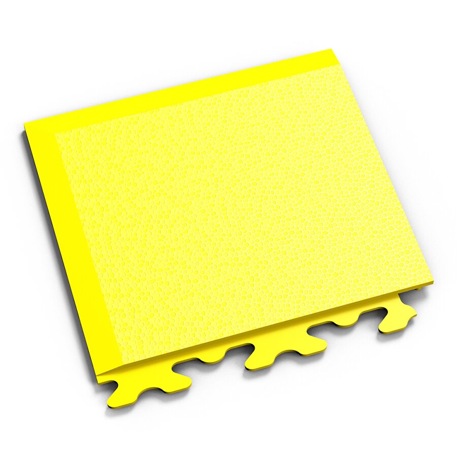 Žlutý PVC vinylový rohový nájezd "typ A" Fortelock Invisible (hadí kůže) - délka 14,5 cm, šířka 14,5 cm, výška 0,67 cm