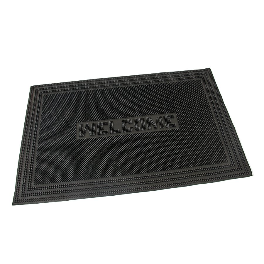 Gumová čistící venkovní vstupní rohož Welcome - Rectangle, FLOMA - délka 40 cm, šířka 60 cm a výška 0,7 cm 