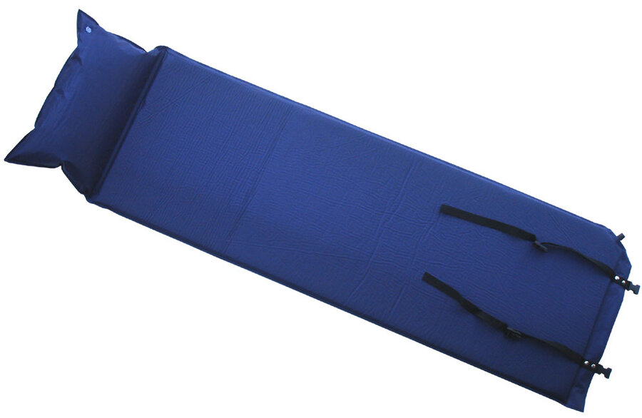 Modrá samonafukovací karimatka s podhlavníkem - délka 186 cm, šířka 53 cm, výška 2,5 cm