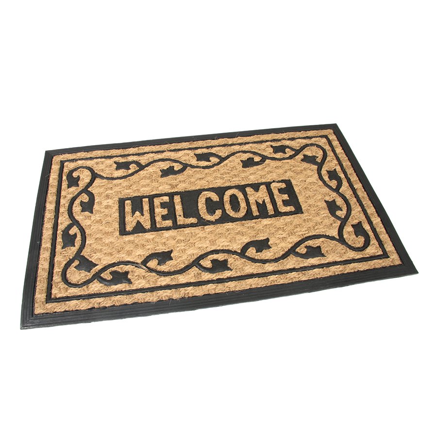 Kokosová čistící venkovní vstupní rohož Welcome - Deco, FLOMA - délka 45 cm, šířka 75 cm a výška 0,8 cm 