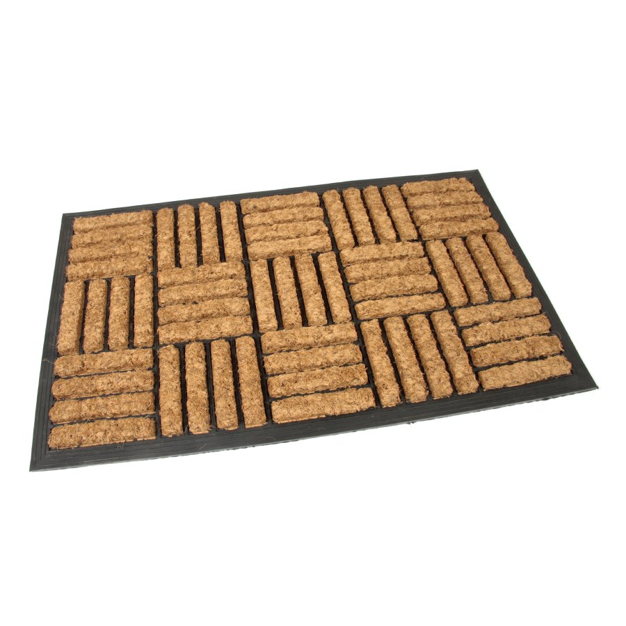 Kokosová čistící venkovní vstupní rohož Lines - Squares, FLOMA - délka 45 cm, šířka 75 cm a výška 2 cm 