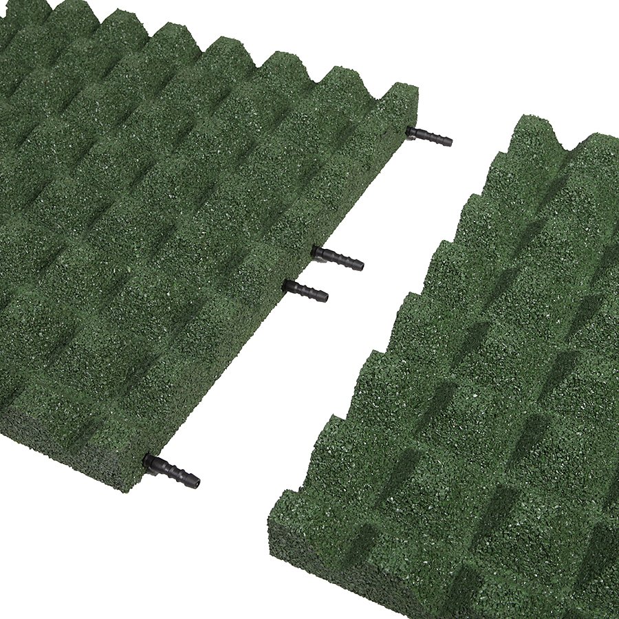 Zelená gumová dopadová dlaždice (V50/R28) FLOMA - délka 100 cm, šířka 100 cm a výška 5 cm 