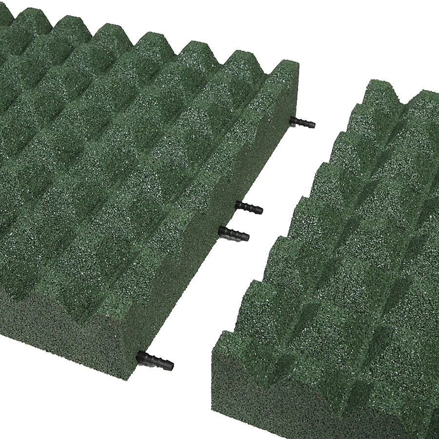 Zelená gumová dopadová dlaždice (V90/R28) FLOMA - délka 50 cm, šířka 50 cm a výška 9 cm 