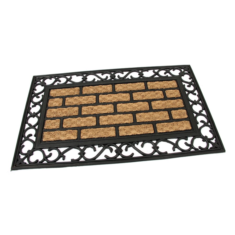 Kokosová čistící venkovní vstupní rohož Bricks - Deco, FLOMA - délka 45 cm, šířka 75 cm a výška 0,9 cm 