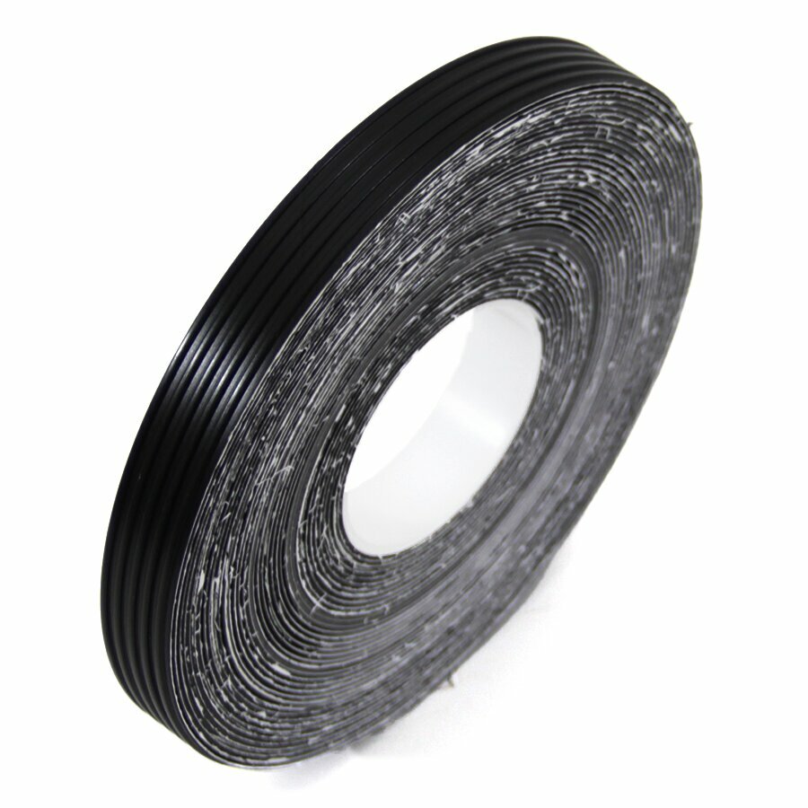 Černá gumová ochranná protiskluzová páska FLOMA Ribbed - délka 18,3 m, šířka 2,5 cm, tloušťka 1,7 mm