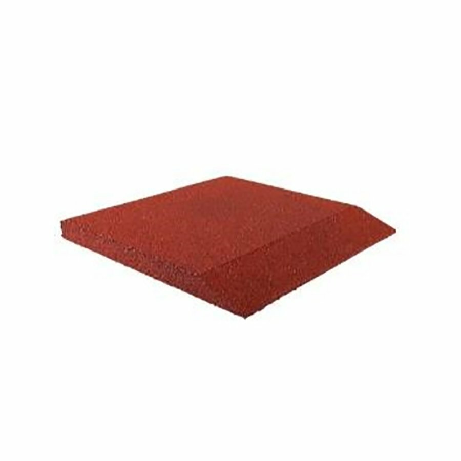 Červená gumová krajová hladká dlažba FLOMA V90/R00 - délka 50 cm, šířka 50 cm, výška 9 cm