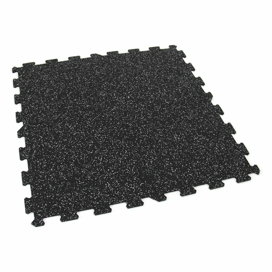 Černo-bílá gumová modulová puzzle dlažba (střed) FLOMA Sandwich - 100 x 100 x 1,