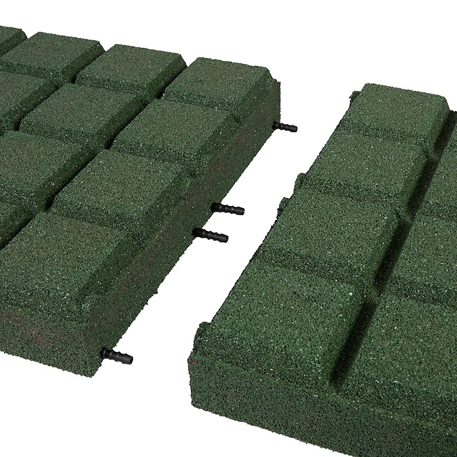 Zelená gumová dopadová dlaždice (V90/R25BIG) FLOMA - délka 50 cm, šířka 50 cm a výška 9 cm 