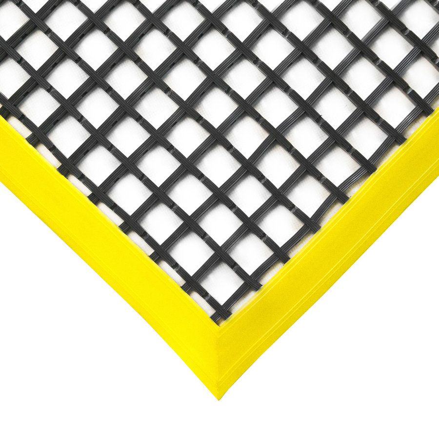 Černo-žlutá univerzální protiskluzová olejivzdorná průmyslová rohož (mřížka 22 x 22 mm) - délka 180 cm, šířka 120 cm, výška 1,2 cm