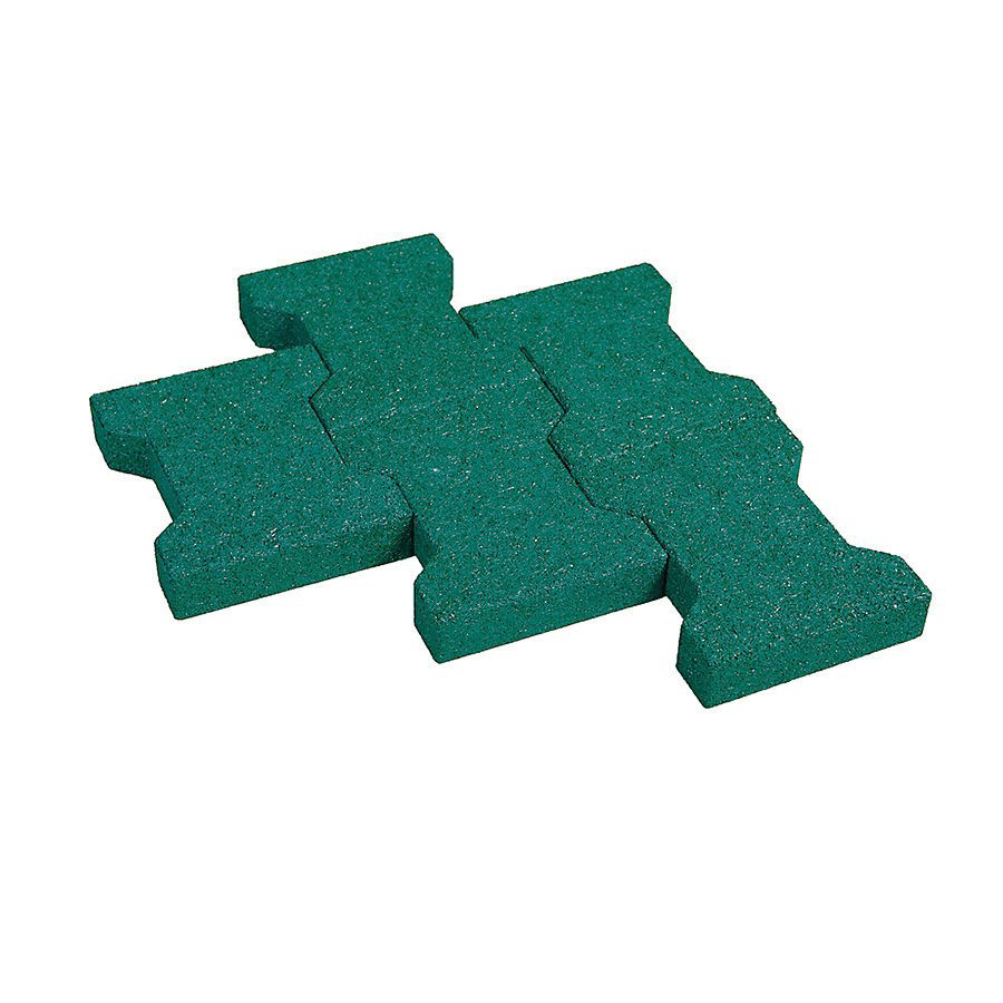 Zelená gumová zámková dlažba KA1 FLOMA - délka 20 cm, šířka 16,5 cm a výška 4,3 cm 