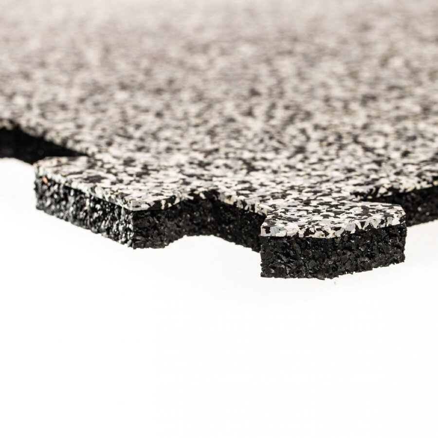 Černo-bílo-šedá tlumící dvouvrstvá antivibrační podlahová guma (deska) FLOMA Sandwich - délka 200 cm, šířka 100 cm, výška 2 cm