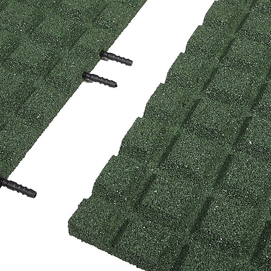 Zelená gumová krajová dopadová dlaždice (V30/R15) FLOMA - délka 50 cm, šířka 25 cm a výška 3 cm 