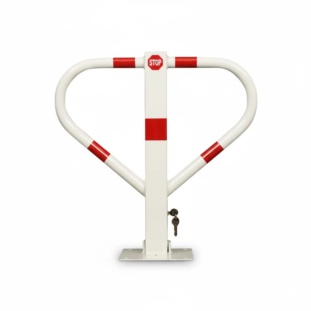 Bílo-červený ocelový parkovací sloupek Butterfly - 55 x 60 cm