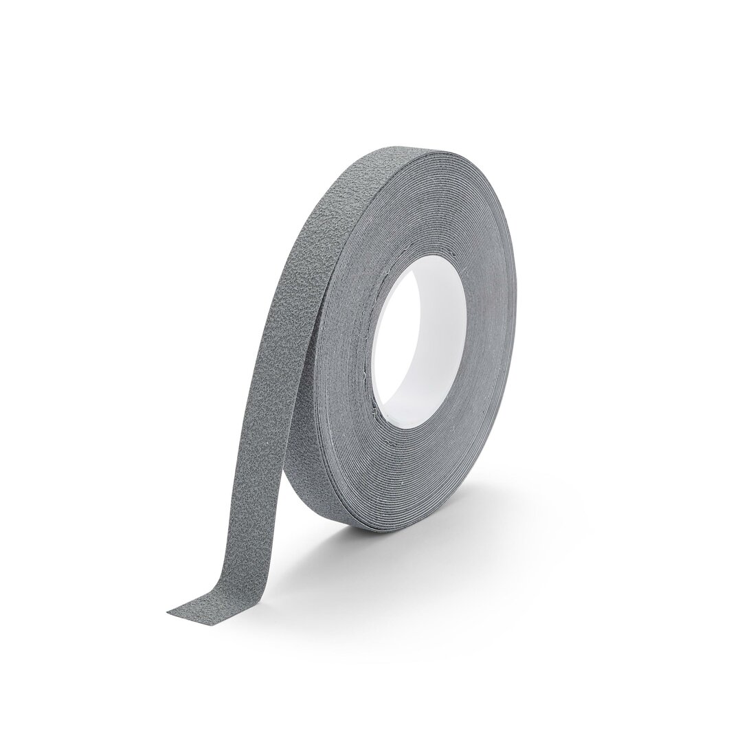 Šedá plastová protiskluzová páska FLOMA Cushion Grip - délka 18,3 m, šířka 2,5 cm, tloušťka 0,9 mm