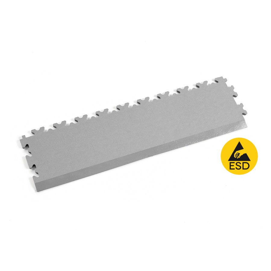 Šedý PVC vinylový nájezd Fortelock Industry ESD (kůže) - délka 51 cm, šířka 14,5 cm, výška 0,7 cm