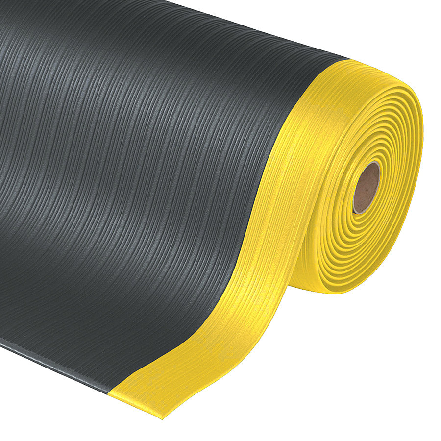 Černo-žlutá protiúnavová průmyslová rohož Airug - 150 x 91 x 0,94 cm