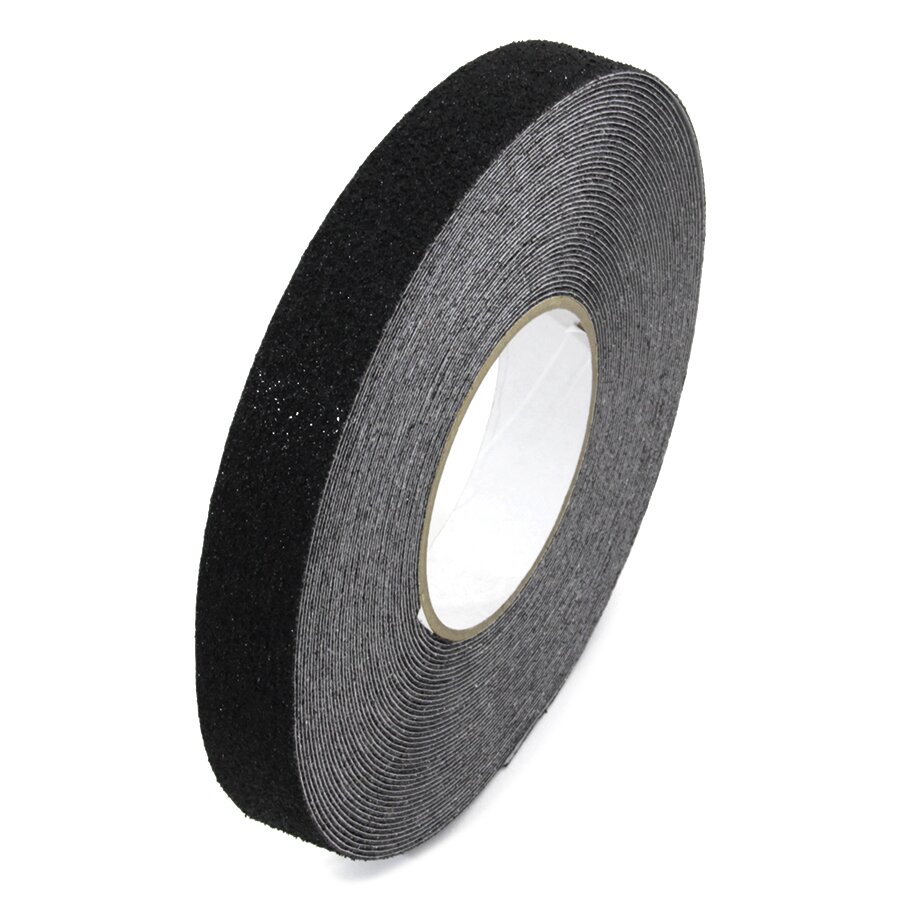 Černá korundová protiskluzová páska FLOMA Super - délka 18,3 m, šířka 2,5 cm, tloušťka 1 mm