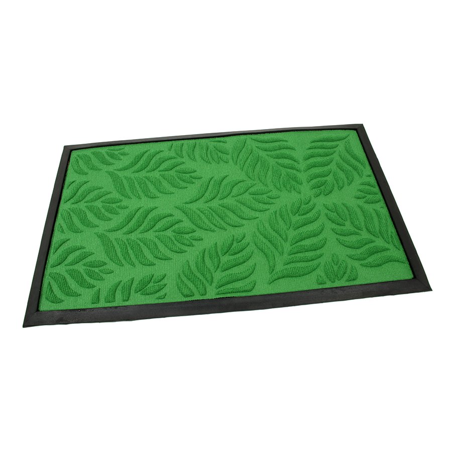 Zelená textilní gumová čistící vstupní rohož FLOMA Leaves - délka 45 cm, šířka 7