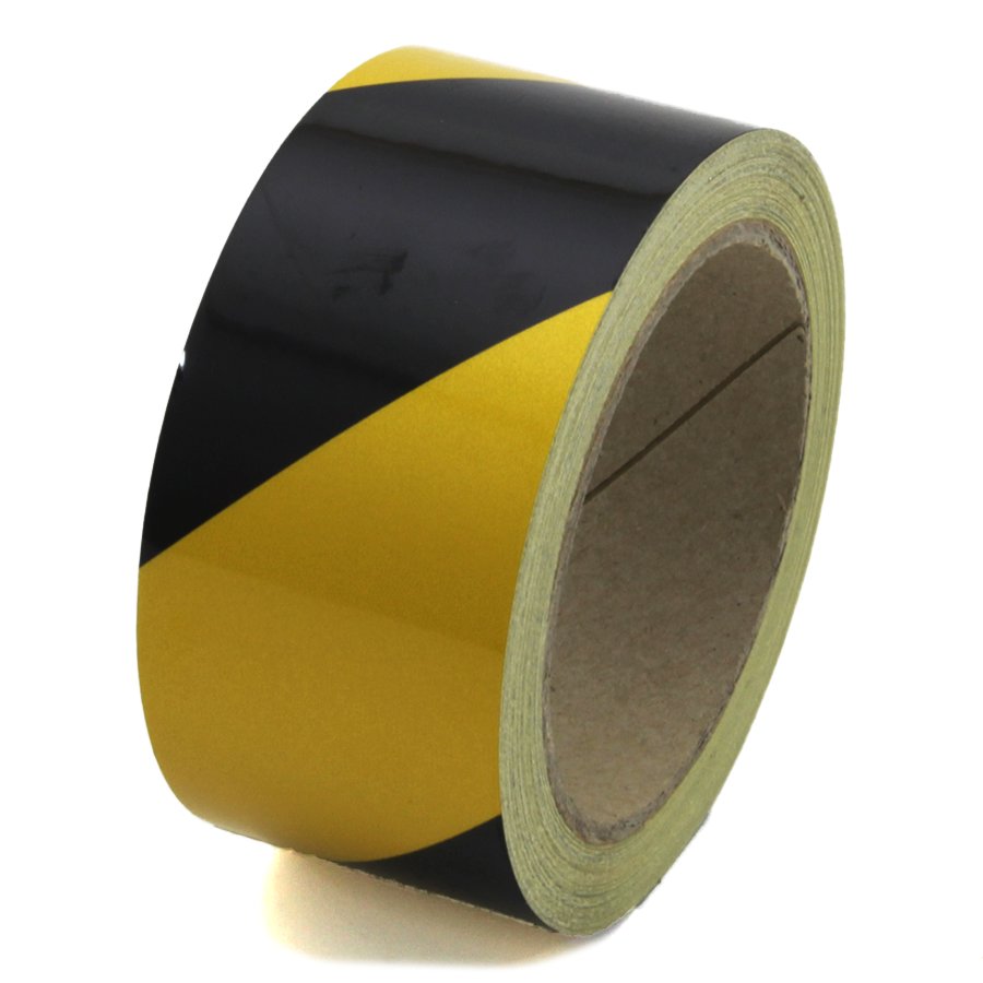 Černo-žlutá levá reflexní výstražná páska - délka 15 m, šířka 5 cm