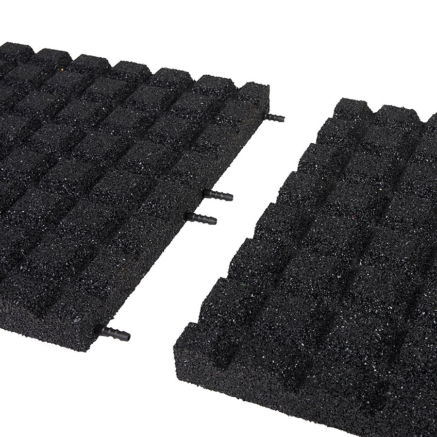 Černá gumová dopadová dlaždice (V50/R15) FLOMA - délka 50 cm, šířka 50 cm a výška 5 cm 