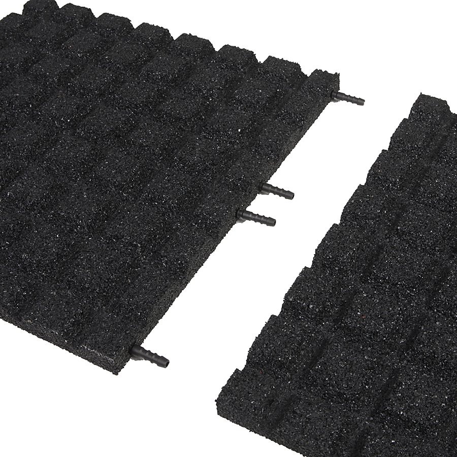 Černá gumová dopadová dlaždice (V30/R15) FLOMA - délka 50 cm, šířka 50 cm a výška 3 cm 