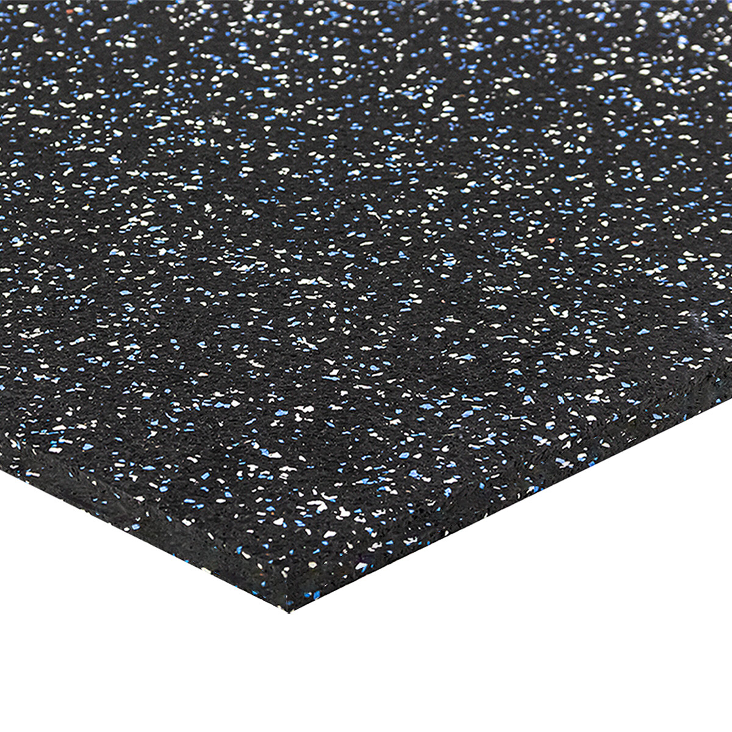 Černo-bílo-modrá podlahová guma (puzzle - roh) FLOMA FitFlo SF1050 - délka 100 cm, šířka 100 cm, výška 1,6 cm