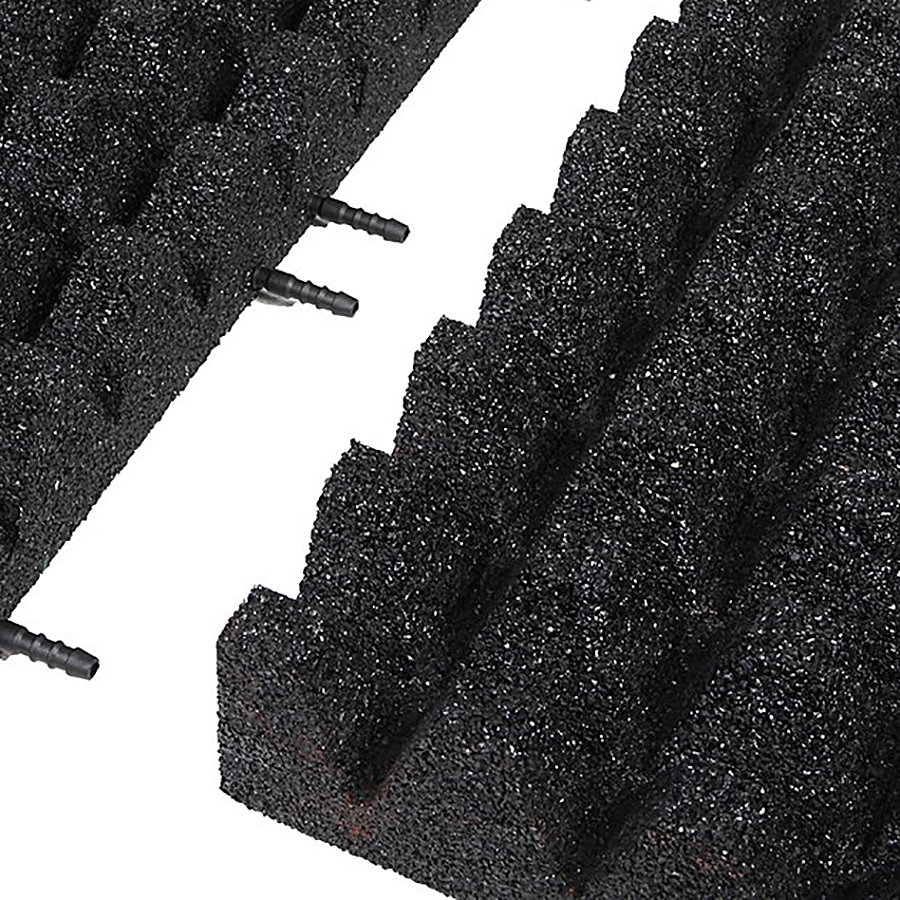 Černá gumová krajová dopadová dlaždice (V80/R50) FLOMA - délka 50 cm, šířka 25 cm a výška 8 cm 