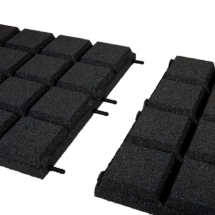 Černá gumová dopadová dlaždice (V50/R25BIG) FLOMA - délka 50 cm, šířka 50 cm a výška 5 cm 