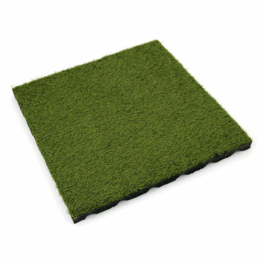 Gumová dopadová certifikovaná dlažba s umělým trávníkem FLOMA VIRGIN V25/R15 - délka 50 cm, šířka 50 cm, výška 2,5 cm