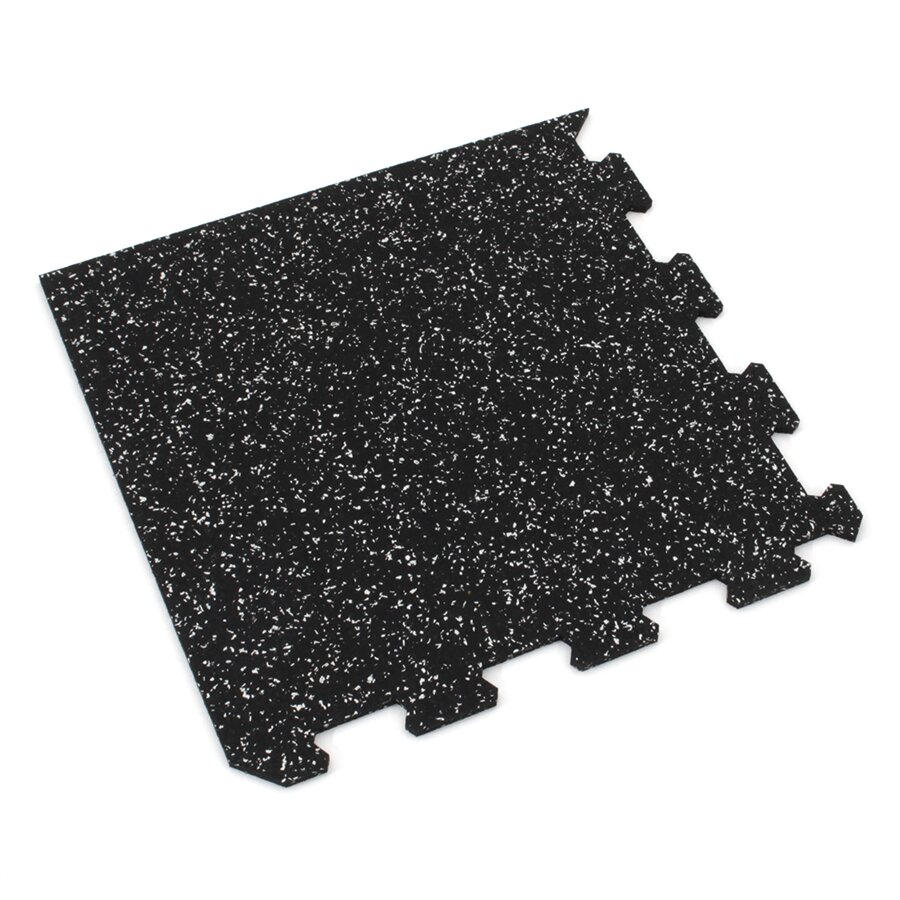 Černo-bílá gumová modulová puzzle dlažba (roh) FLOMA FitFlo SF1050 - 100 x 100 x