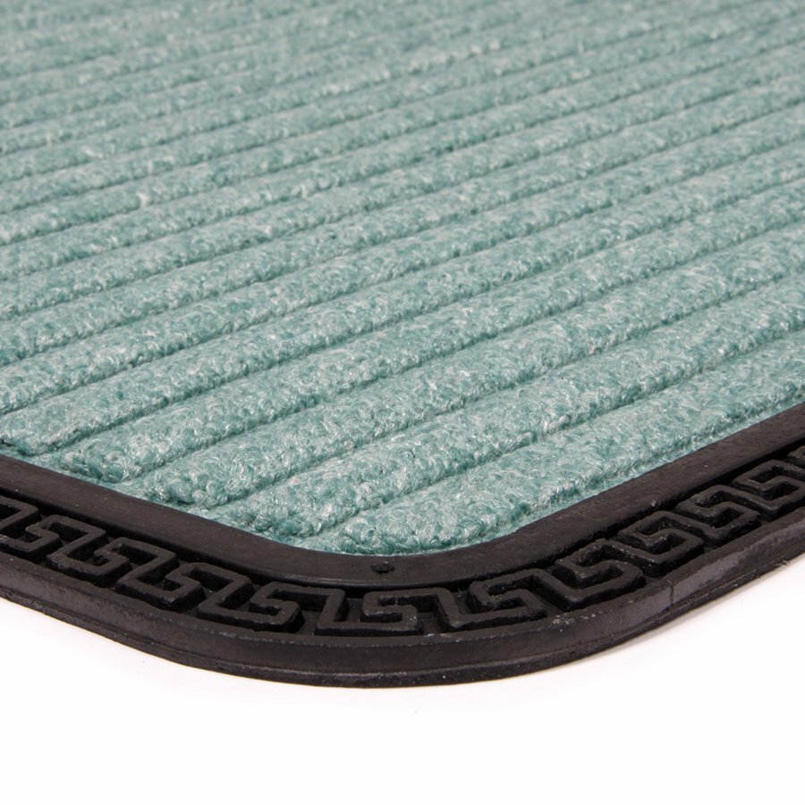 Zelená textilní venkovní vstupní rohož FLOMA Stripes - délka 50 cm, šířka 80 cm, výška 0,8 cm