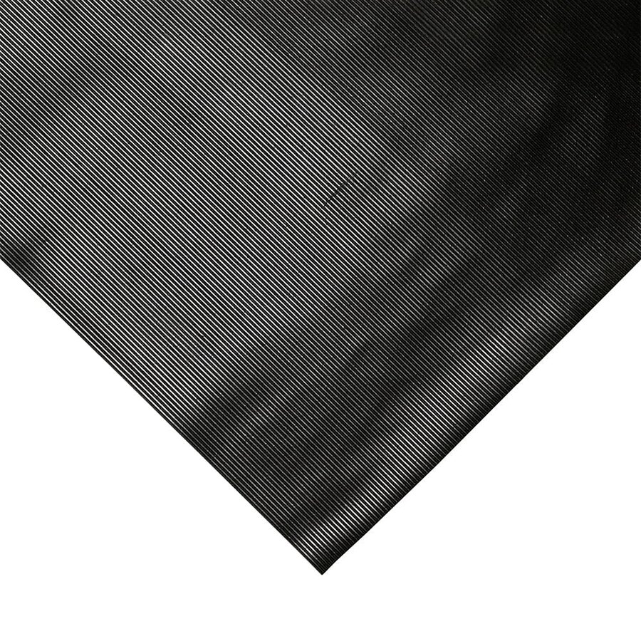 Černá rýhovaná protiskluzová průmyslová rohož COBARIB - 10 m x 120 cm x 0,6 cm