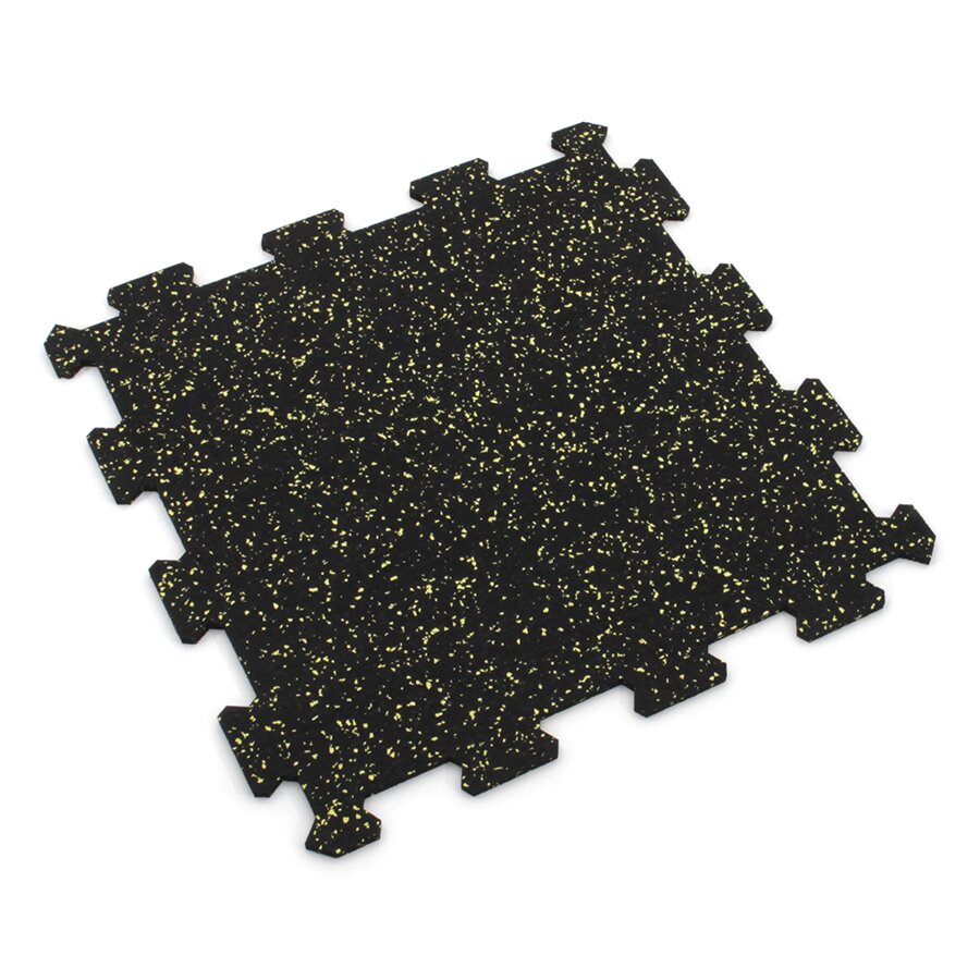 Černo-žlutá podlahová guma (puzzle - střed) FLOMA IceFlo SF1100 - délka 100 cm, šířka 100 cm, výška 1 cm