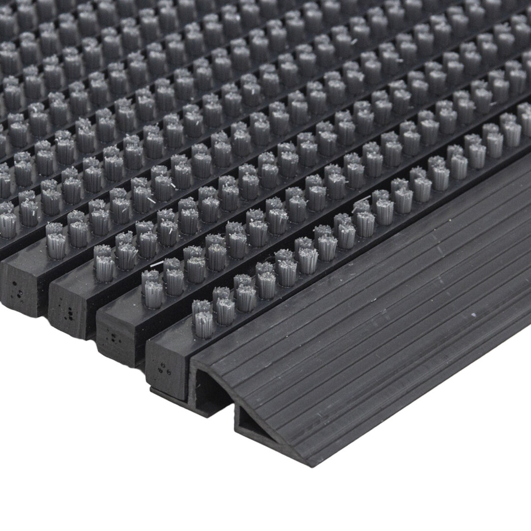 Černá venkovní čistící kartáčová vstupní rohož FLOMA Outline - délka 40 cm, šířka 60 cm, výška 2,2 cm