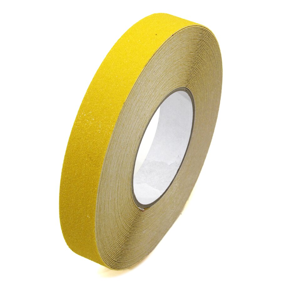 Žlutá korundová protiskluzová páska FLOMA Standard - 18,3 m x 2,5 cm a tloušťka