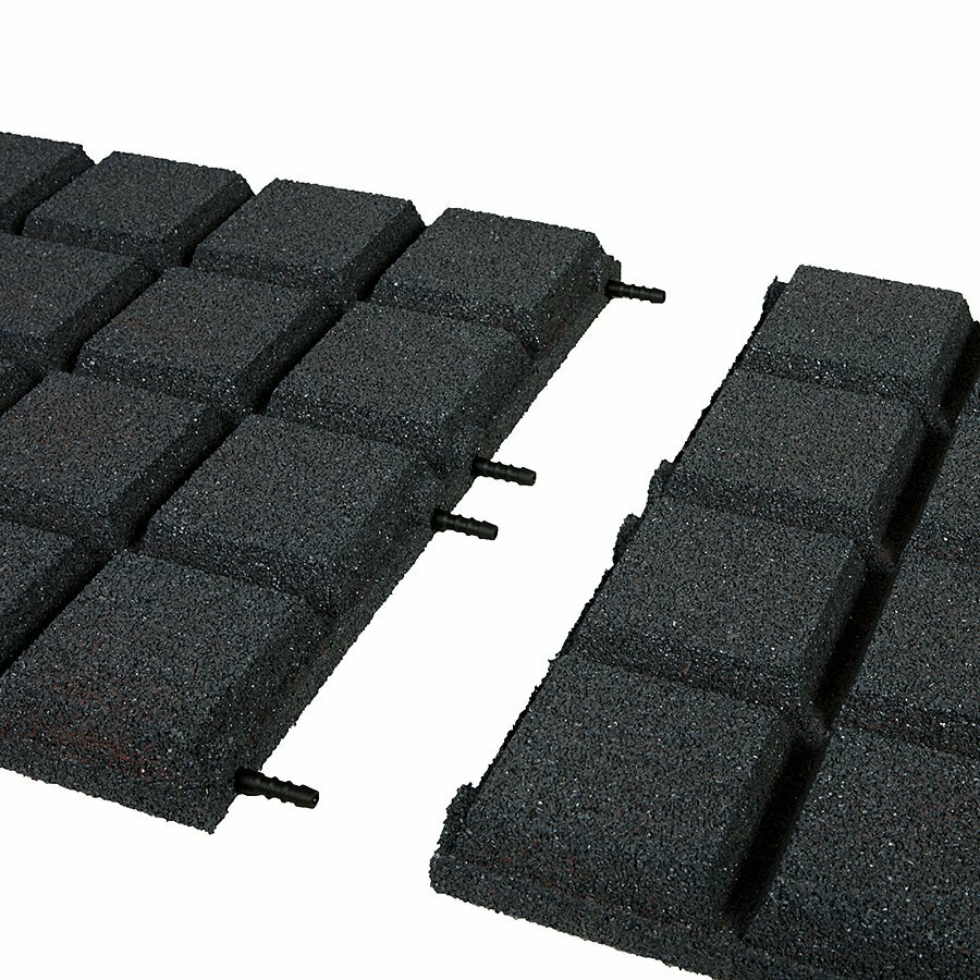 Černá gumová certifikovaná dopadová dlažba (V45/R25BIG) FLOMA - 50 x 50 x 4,5 cm