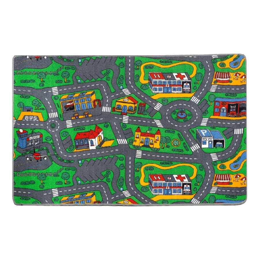 Různobarevný dětský kusový hrací koberec FLOMA City - délka 140 cm, šířka 200 cm, výška 0,5 cm