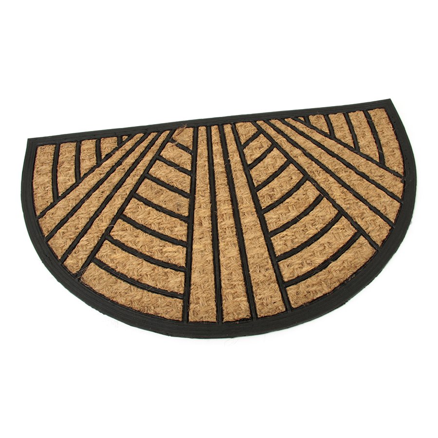 Kokosová čistící venkovní vstupní půlkruhová rohož Stripes - Lines, FLOMA - délka 45 cm, šířka 75 cm a výška 0,8 cm 