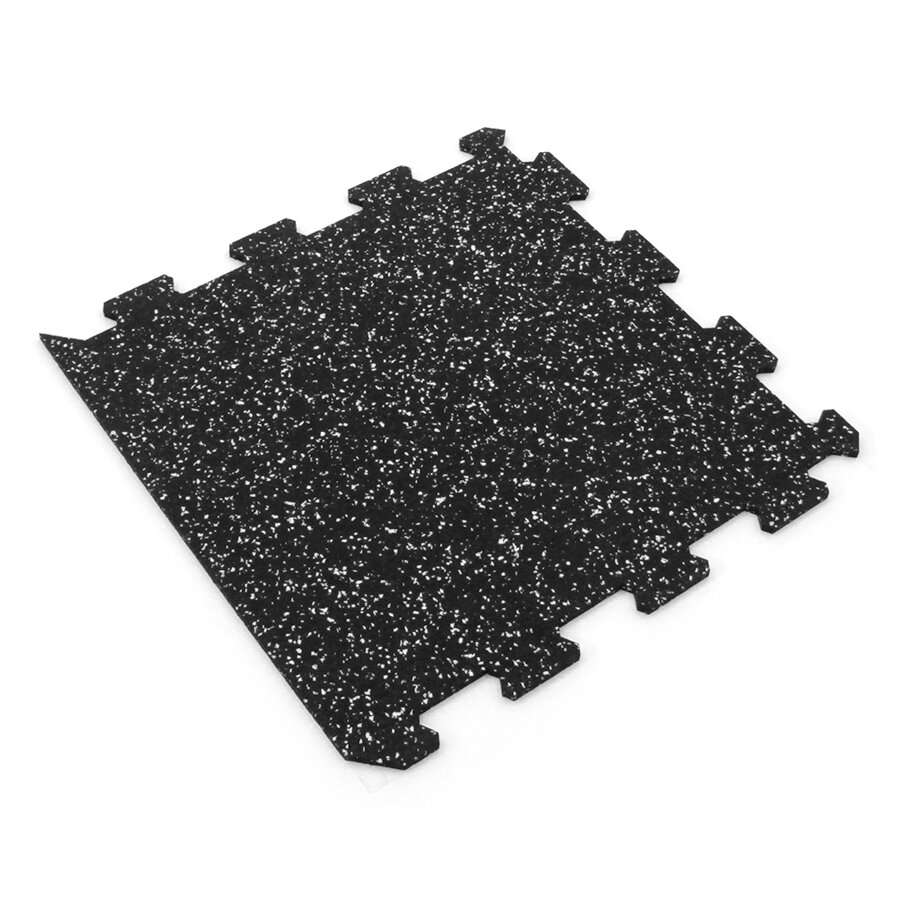 Černo-bílá gumová modulová puzzle dlažba (okraj) FLOMA FitFlo SF1050 - 50 x 50 x