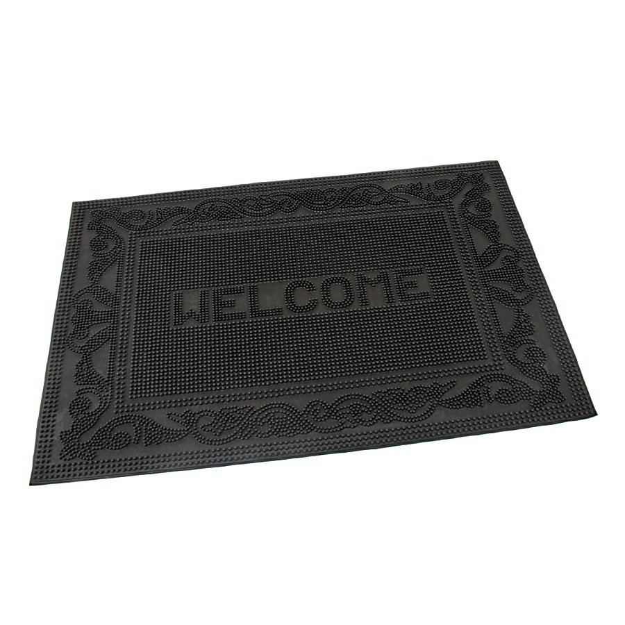 Gumová vstupní venkovní čistící rohož Welcome - Deco, FLOMA - délka 40 cm, šířka 60 cm a výška 0,7 cm 