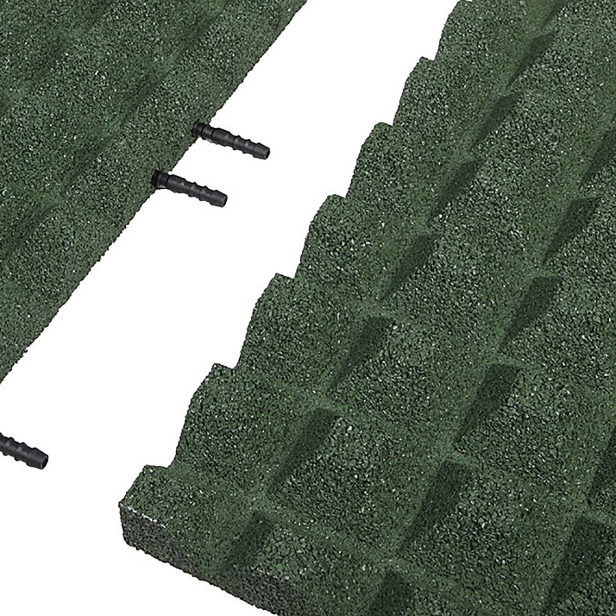 Zelená gumová krajová dopadová dlaždice (V40/R28) FLOMA - délka 50 cm, šířka 25 cm a výška 4 cm 
