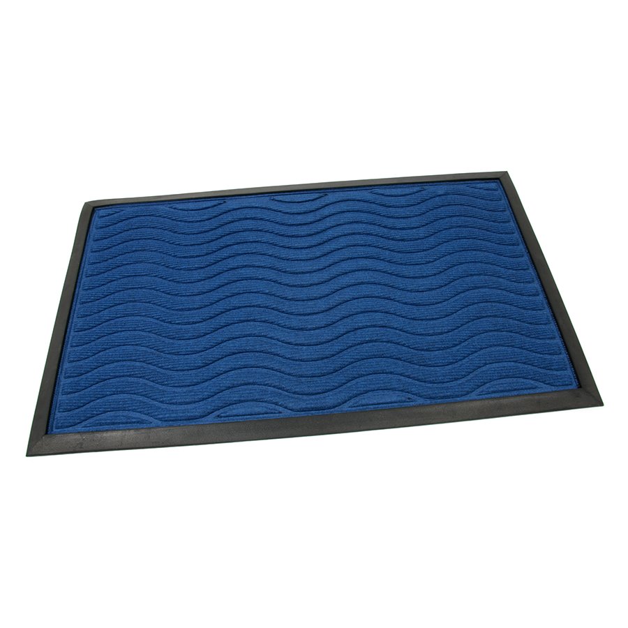Modrá textilní gumová čistící vstupní rohož FLOMA Waves - délka 45 cm, šířka 75
