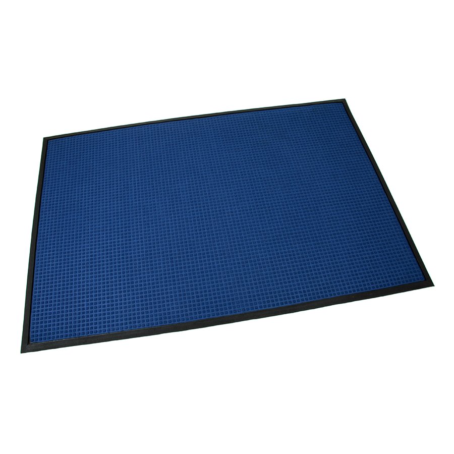 Modrá textilní gumová čistící vstupní rohož FLOMA Little Squares - délka 120 cm,