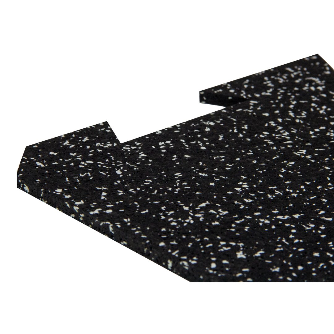 Černo-bílá gumová podlahová deska (puzzle - roh) FLOMA FitFlo SF1050 - délka 100 cm, šířka 100 cm, výška 1 cm