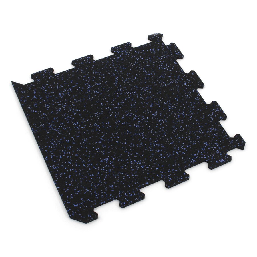 Černo-modrá podlahová guma (puzzle - okraj) FLOMA IceFlo SF1100 - délka 100 cm, šířka 100 cm, výška 1 cm