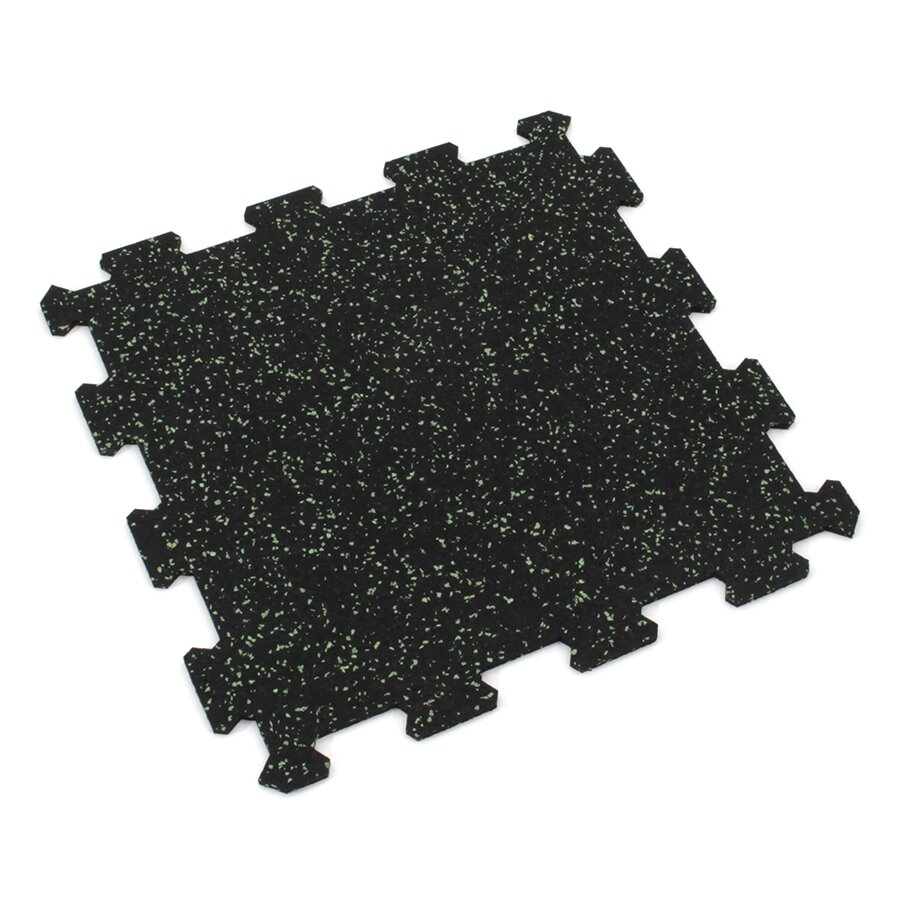 Černo-zelená gumová modulová puzzle dlažba (střed) FLOMA IceFlo SF1100 - délka 100 cm, šířka 100 cm, výška 0,8 cm