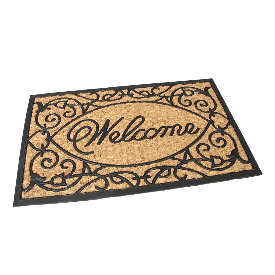 Kokosová čistící venkovní vstupní rohož Welcome - Deco, FLOMA - délka 45 cm, šířka 75 cm a výška 1 cm 